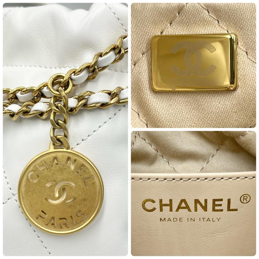 シャネル CHANEL ショルダーバッグ シャネル22 ミニ ハンドバッグ レザー ホワイト レディースの画像