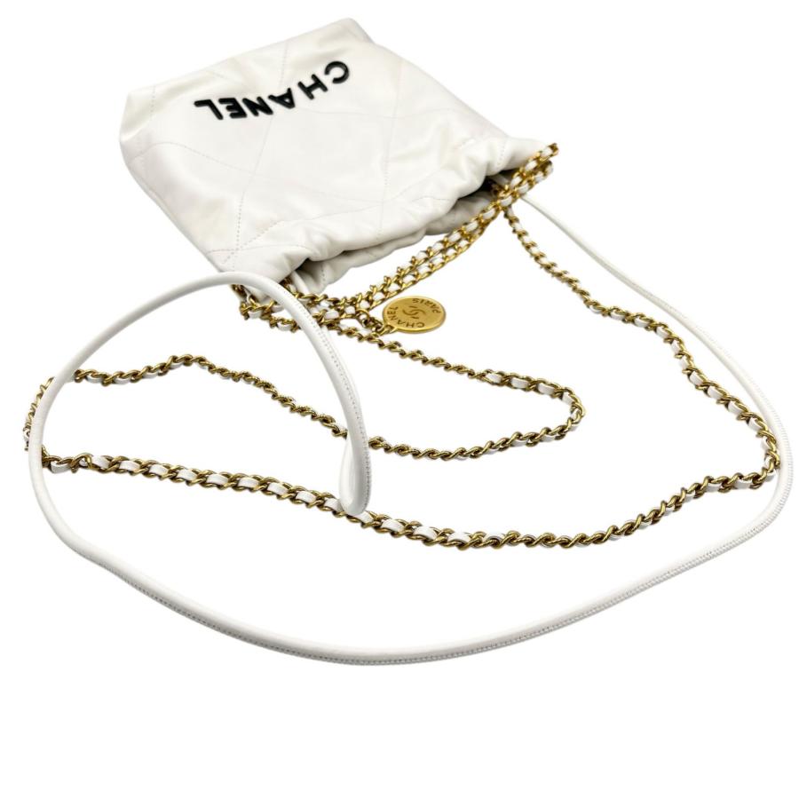 シャネル CHANEL ショルダーバッグ シャネル22 ミニ ハンドバッグ レザー ホワイト レディースの画像