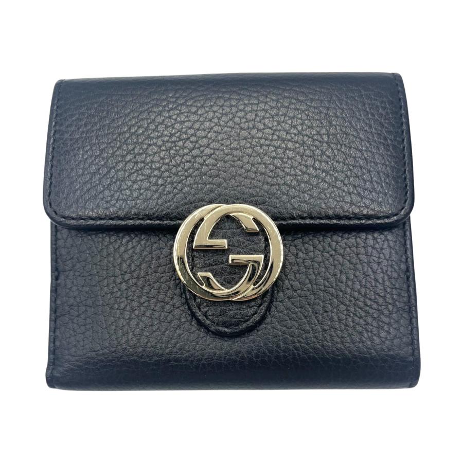 GUCCI グッチ 二つ折り財布 ミニ財布 レザー ブラック レディース  