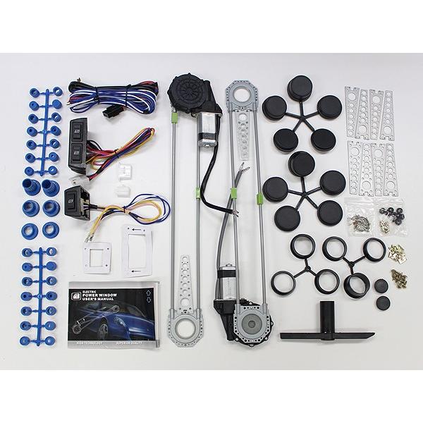 後付パワーウィンドウキット 2ドア ワイヤー式 12V車 汎用 フレキシブルワイヤータイプ バン 軽トラ ハイエース サンバー ジムニー ハイゼット など ア | 