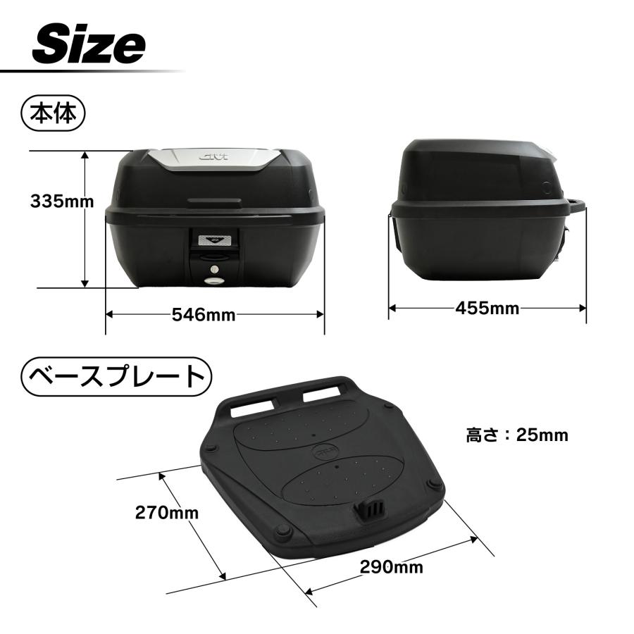 並行輸入品 GIVI ジビ バイク用 リアボックス モノロック 43L E43NTL 