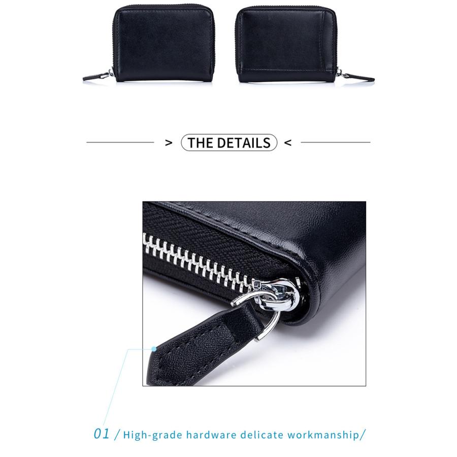 5色）本革 RFID ファスナー式 カードケース 小銭入れ コインケース