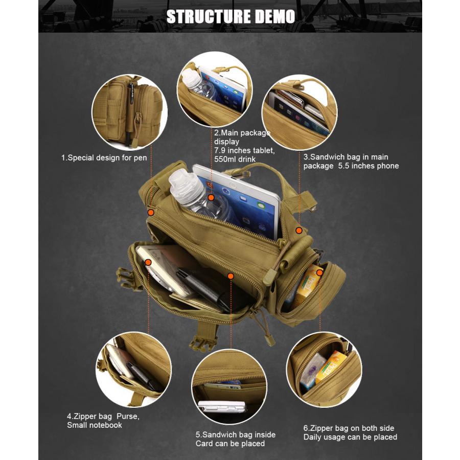 ロック式D型カラビナ付【COMBATRON】(3色)  MOLLE対応  ミリタリー  4WAY  タクティカル  ウエストバッグ  ロードバイク  ウエストポーチ ショルダーバッグ |  | 05