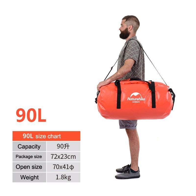 氷のう1個付 (Naturehike) 筒型 ダッフルバッグ 容量90L 防水バッグ