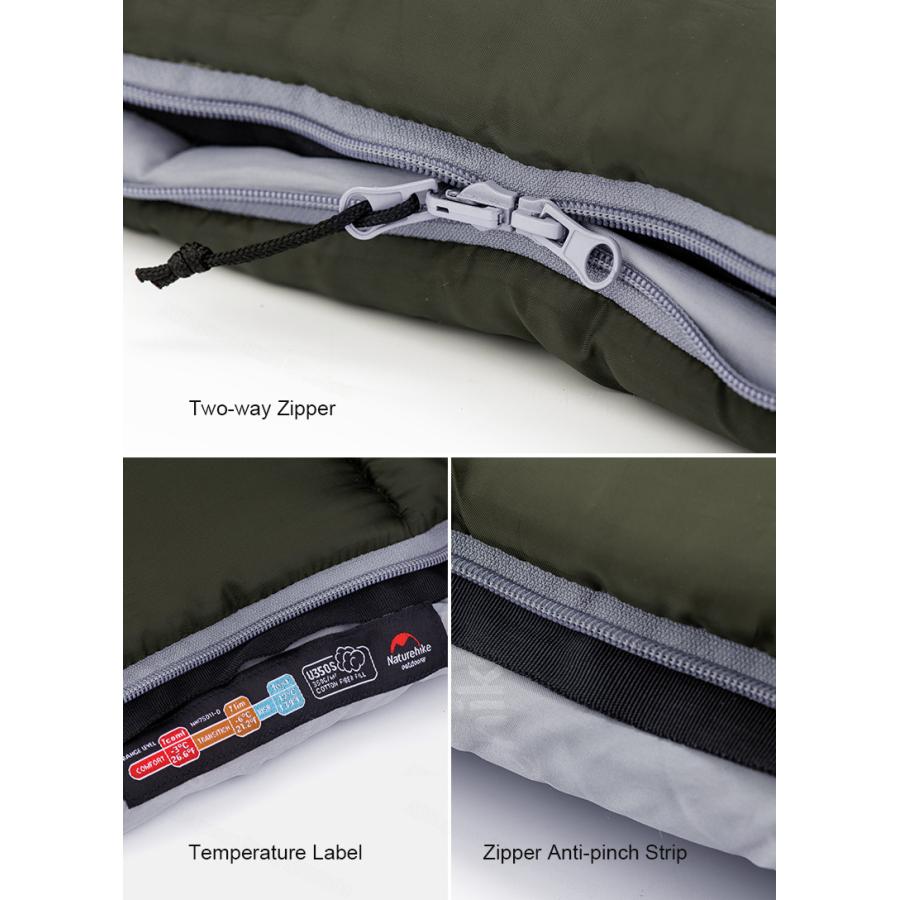 NatureHike) 耐寒温度 3℃ U250 ジョイント式 フード付 封筒型【2色
