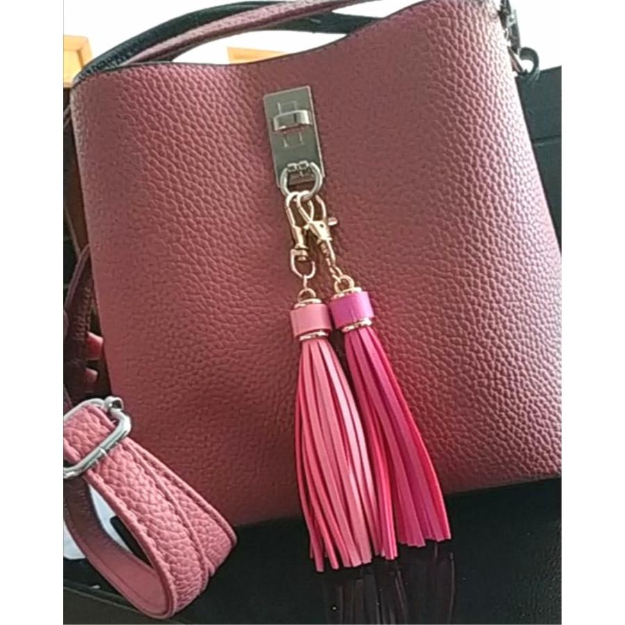 美品　フリンジ　タッセル　バックチャーム　ピンク　キーリング ss-link_bagcharm74_1