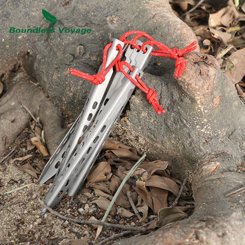 Boundless Voyage】V型テントペグ 16.5cm チタンペグ 6本セット