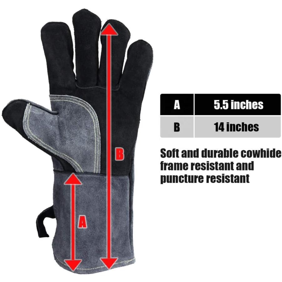 MORIBUS】全長35cm 手首まで保護 牛革の厚さ1.2mm（左右セット）牛革