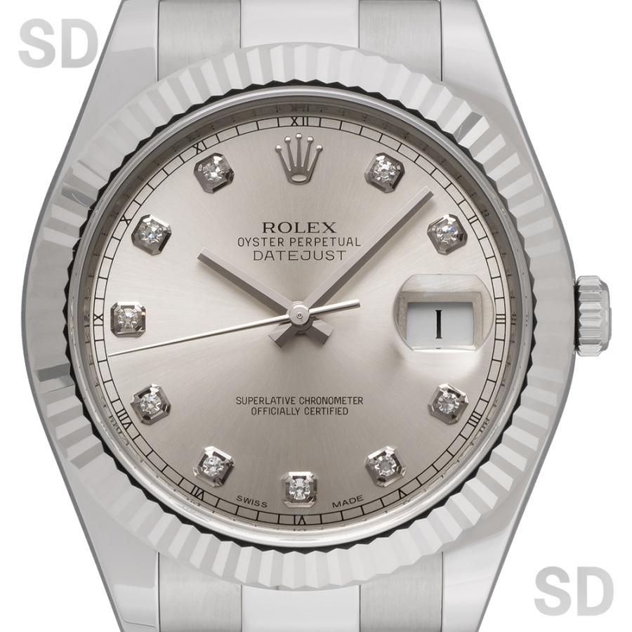 ROLEX ロレックス デイトジャストII 116334G シルバー/ダイヤ メンズ 【中古】｜satindollwatch｜02