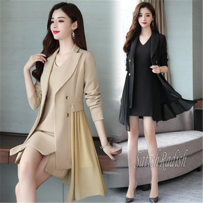 アンサンブル 2点セット ワンピース 膝丈コート レディース きれいめ 通勤 Ol 結婚式 パーティー ドレス オフィス カワイイ 0150 Satishradish 通販 Yahoo ショッピング