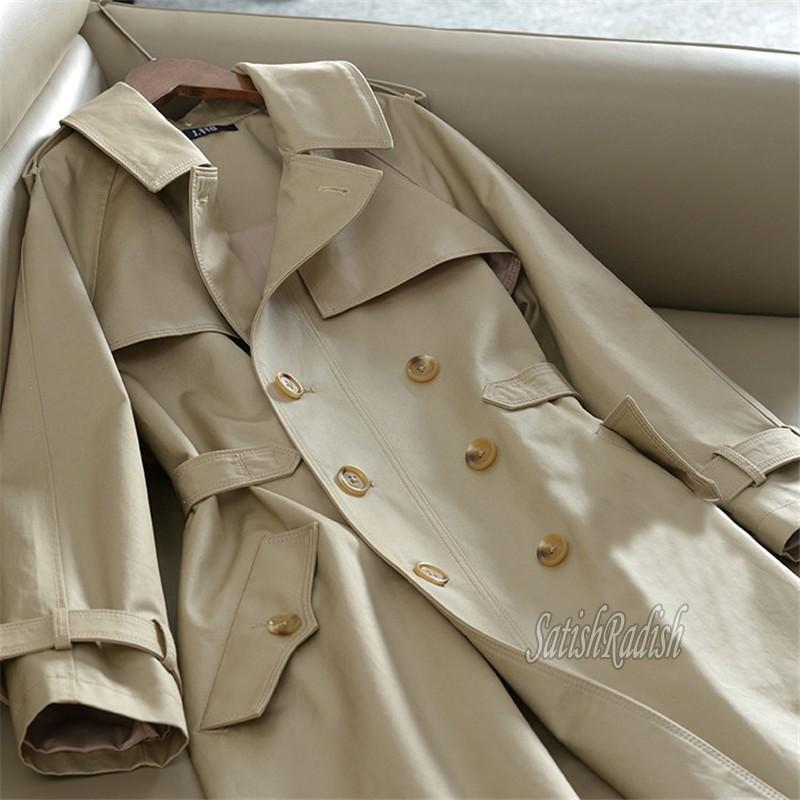 トレンチコート レディース アウター ビジネス 通勤 通学用 薄手 スプリングコート お洒落 ロング丈 ベージュ 春 秋 冬 0277 Satishradish 通販 Yahoo ショッピング