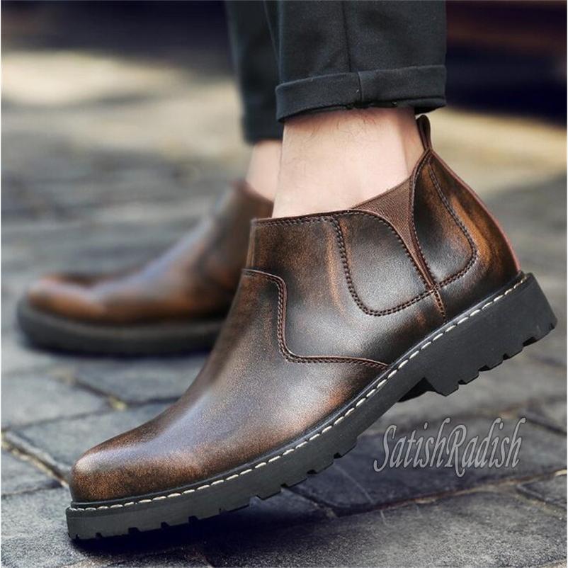 ショートブーツ メンズ Pu エンジニアブーツ カジュアル レザー レトロ ローカット ワークブーツ ヴィンテージ 冬 春 欧米