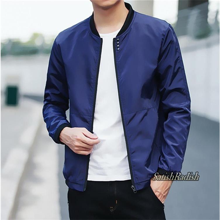 スタジャン ブルゾン メンズ 立ち襟 袖リブ 細身 カジュアル 紳士服 春 夏 秋 おしゃれ アウター 無地 お兄系 スリム アウター シンプル 1193 Satishradish 通販 Yahoo ショッピング