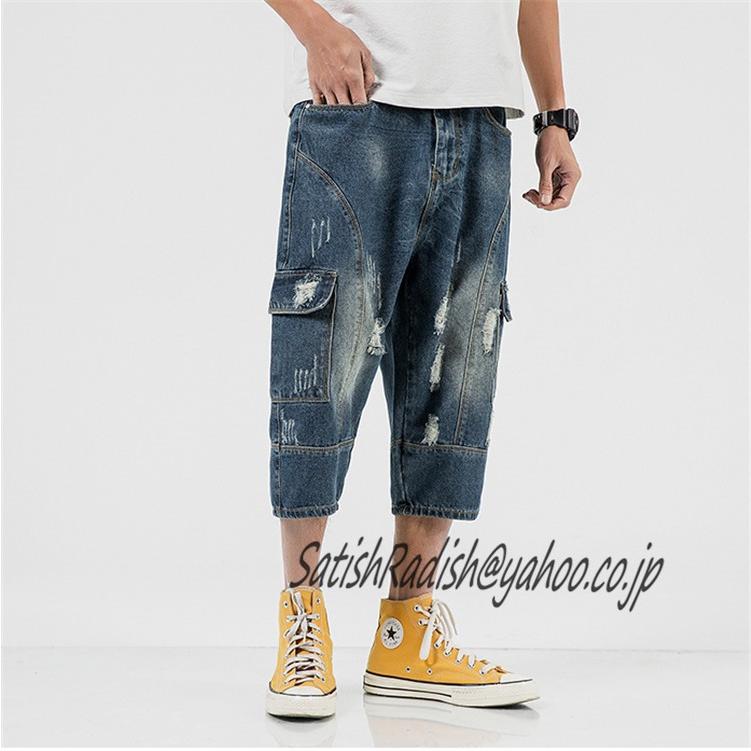 ハーフパンツ ショートパンツ メンズ バギーパンツ ジーンズ デニムパンツ 七分丈 ワイドパンツ 大きいサイズあり 夏物 カジュアル 1475 Satishradish 通販 Yahoo ショッピング