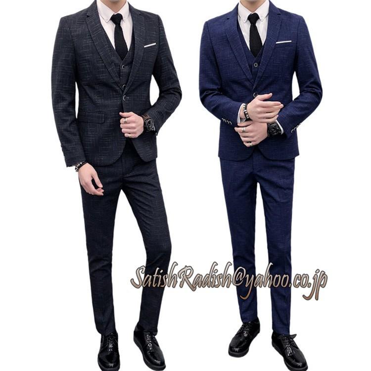 3ピーススーツ メンズ 1つボタン ビジネススーツ 3点セット 柄もの シングル 結婚式 出勤 パーティ カジュアル 紳士 春 夏 秋 冬 1729 Satishradish 通販 Yahoo ショッピング