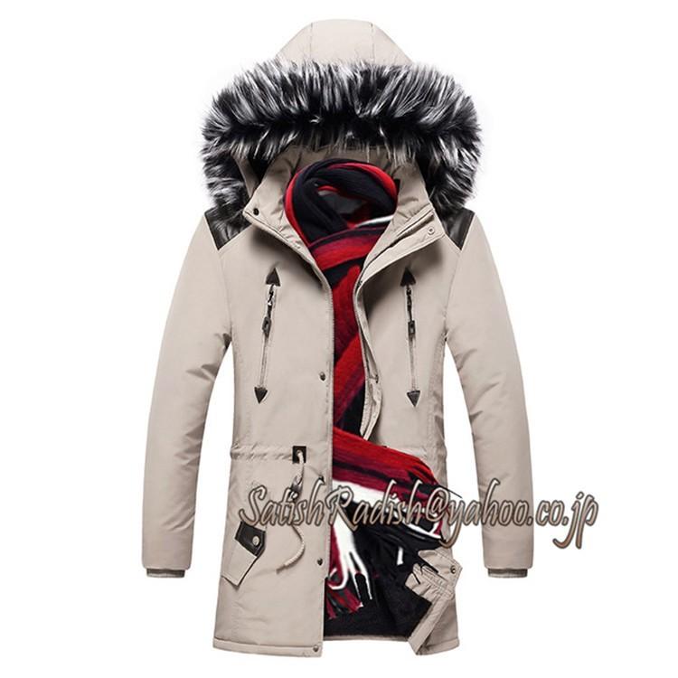 中綿コート メンズ ロングコート フード付き フェイクファー襟 秋冬物 保温防寒 紳士服 アウトドア フード付き フード取り外し可能 裏ボア付き 2462 Satishradish 通販 Yahoo ショッピング