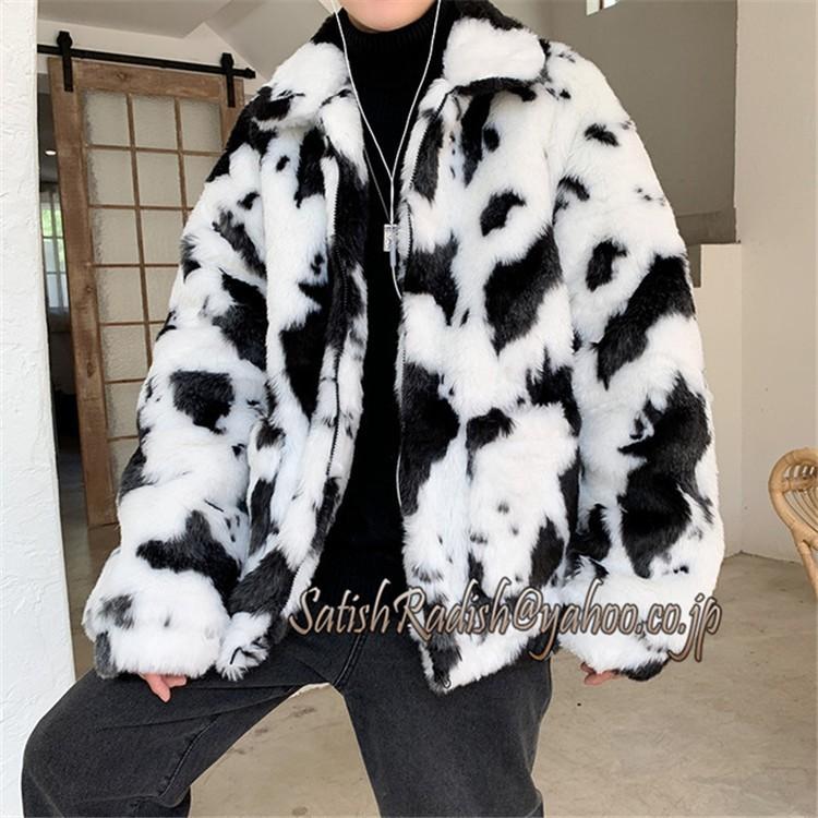 毛皮コート メンズ レディース ペアルック 乳牛 防寒 保温 アウタドア フェイクファー カジュアル ゆったり目 ジップアップ 長袖 暖か 毛皮 ジャケット 2478 Satishradish 通販 Yahoo ショッピング