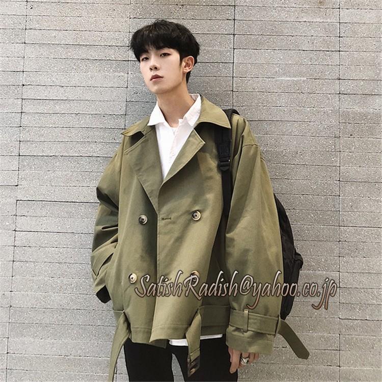 22a W新作 送料無料 ミリタリーコート アウター ショート丈 メンズ トレンチコート 紳士服 秋 春 ゆったりめ 無地 オシャレ カジュアル トレンチコート サイズ L Limassentosa Co Id
