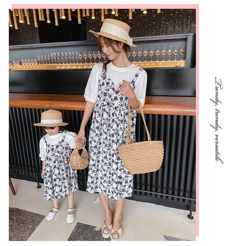売買 親子ペアルック ワンピース リンクコーデ 親子服 親子コーデ お揃い 花柄ワンピース 半袖 重ね着風 トップス ママと娘 おそろい 韓国 ハワイ アロハ おしゃれ 親 Shipsctc Org