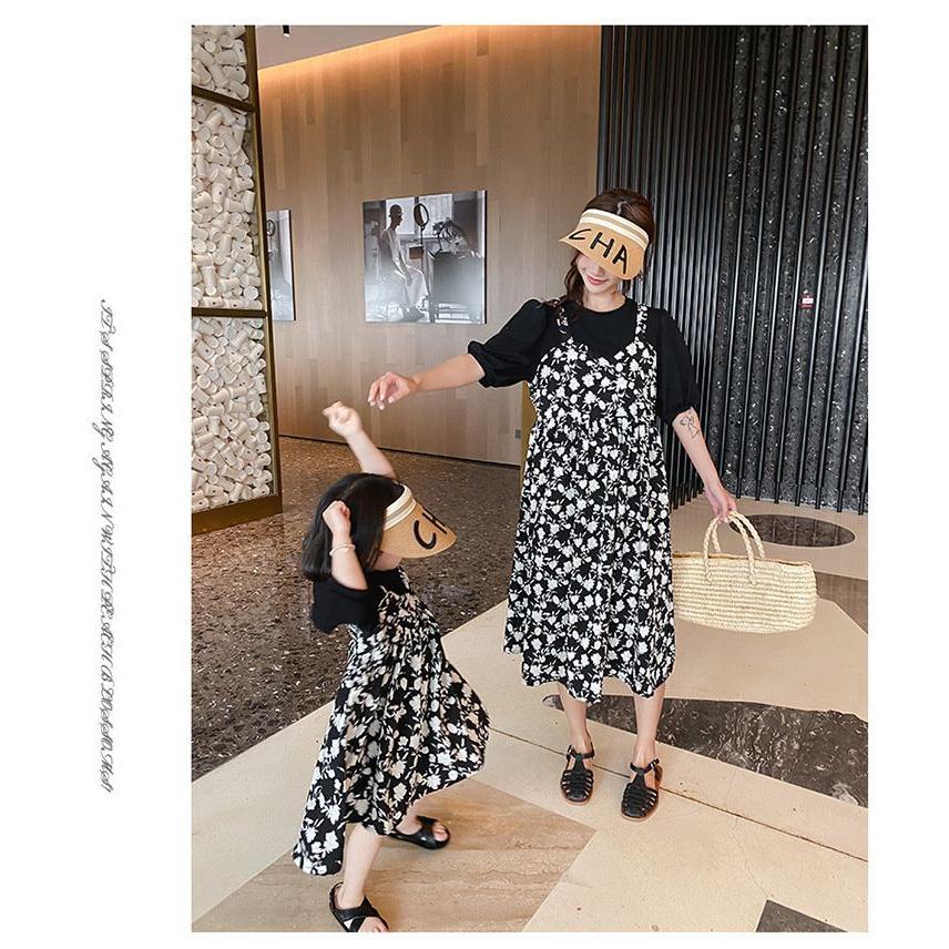 売買 親子ペアルック ワンピース リンクコーデ 親子服 親子コーデ お揃い 花柄ワンピース 半袖 重ね着風 トップス ママと娘 おそろい 韓国 ハワイ アロハ おしゃれ 親 Shipsctc Org