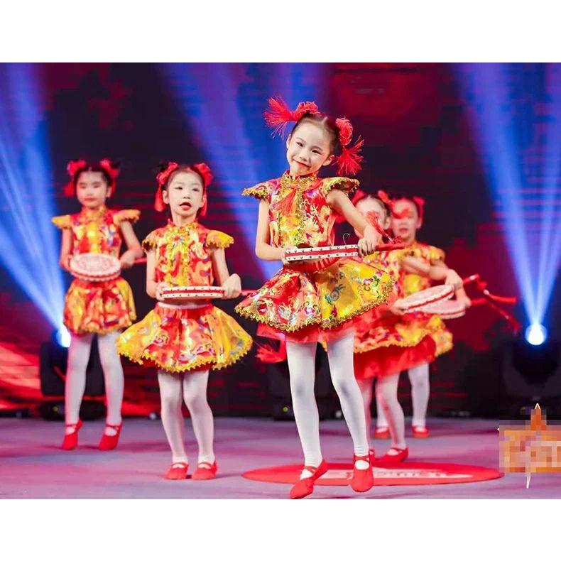 キッズダンス衣装 チャイナドレス 男の子 女の子 セットアップ ダンス 衣装 ドレス キッズ 超ポイントバック祭 ワンピース チュチュスカート 子供 チアガール
