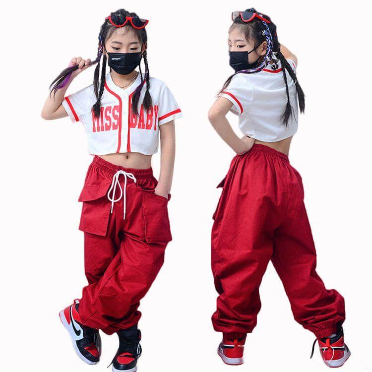 出色 キッズダンス 衣装 女の子 野球服 トップス 半袖 カーゴパンツ 子供服 ヒップホップ キッズ ダンス衣装 ガールズ へそ出し Hiphop パンツ ダンス おしゃれ Aynaelda Com