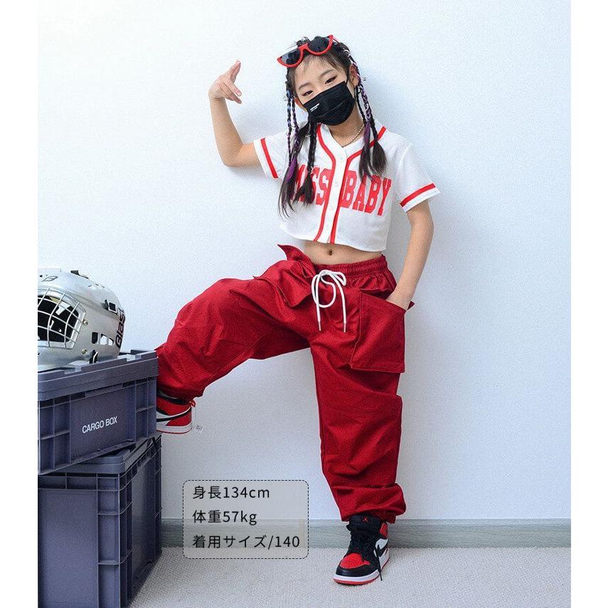 出色 キッズダンス 衣装 女の子 野球服 トップス 半袖 カーゴパンツ 子供服 ヒップホップ キッズ ダンス衣装 ガールズ へそ出し Hiphop パンツ ダンス おしゃれ Aynaelda Com
