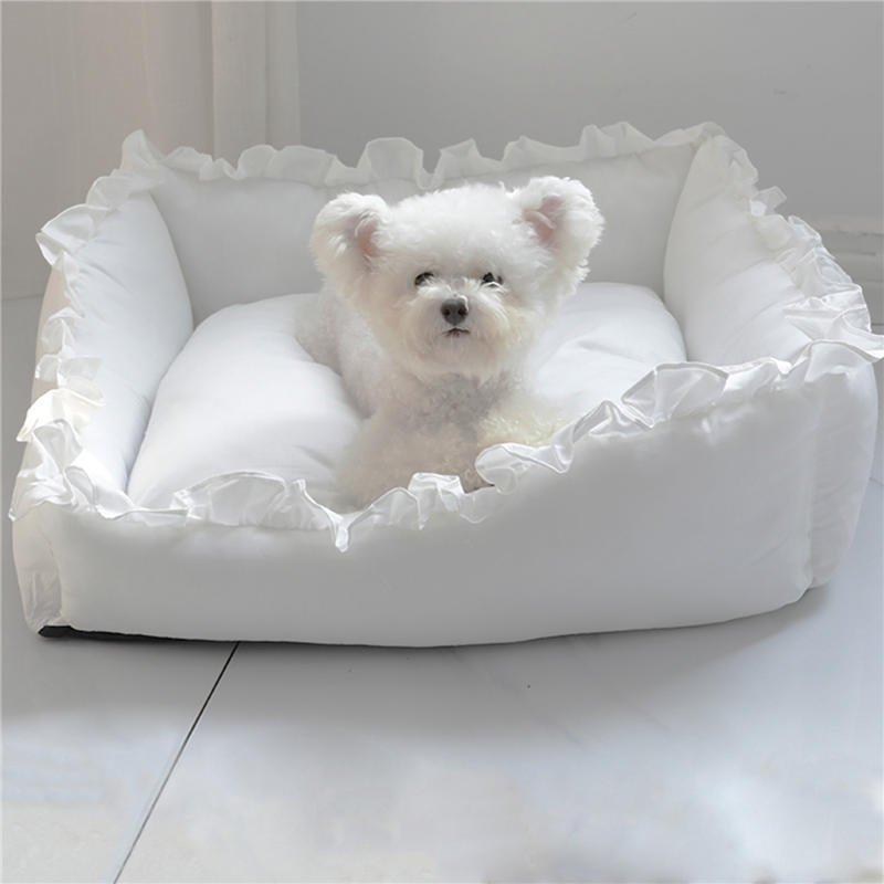 ペットベッド 猫寝床 韓国スタイル 寝具布団 犬用ベッド ペット用ベッドマット クッション ホワイト 保温防寒 厚手