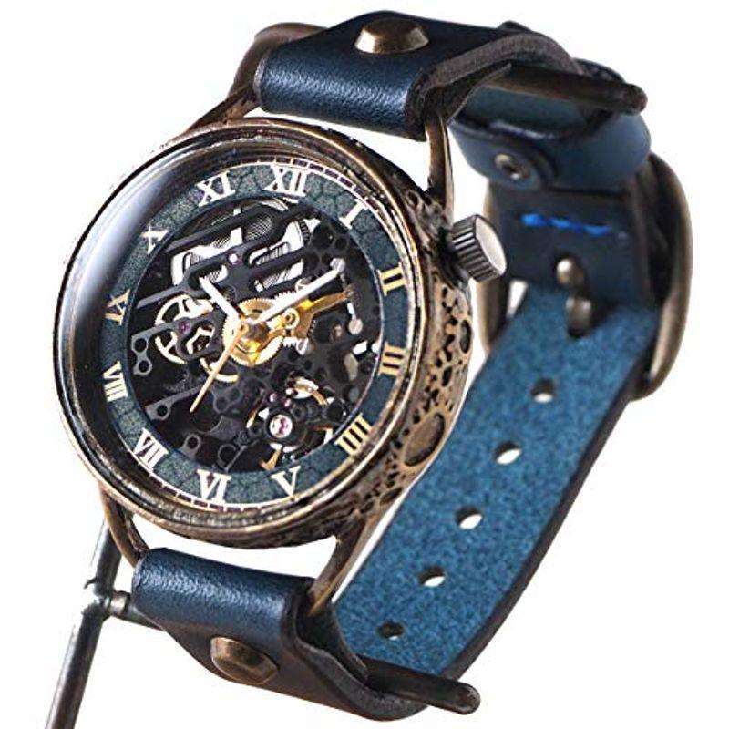 新作人気 自動巻き 手作り腕時計 KINO（キノ） 裏スケルトン ハンドメイドウォッチ ブルー メカニックブラック その他