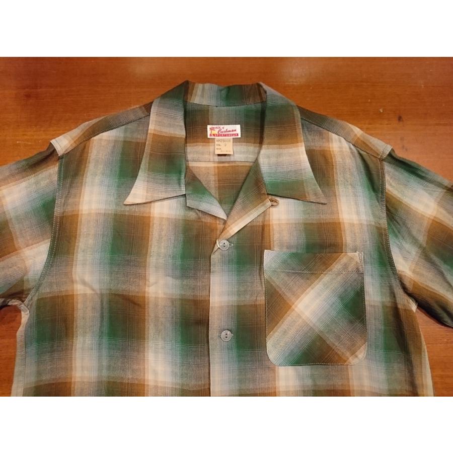 90s クッシュマン ボーリングシャツ オープンカラー グリーン 古着 8#a