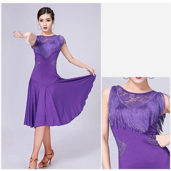 社交ダンス モダンドレス ラテンダンス フリンジタイプ ダンスドレス ワンピース ラテンダンス衣装 ダンス発表会 レディース ショルダードレス 舞台服 チャチャ | ブランド登録なし | 08