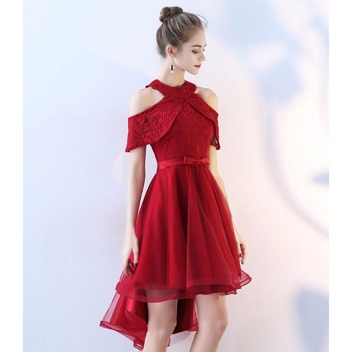 【再入荷】パーティー ドレス 大人 ピアノ 発表会 オフショルダー 肩だし フィッシュテール 肩見せ フォーマル レース 小さいサイズ 膝上丈 結婚式 大きいサイズ | ブランド登録なし | 04