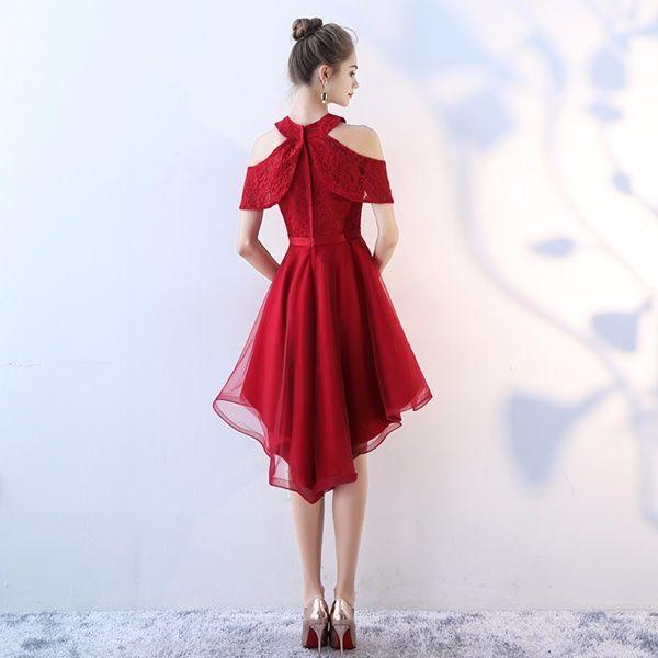 【再入荷】パーティー ドレス 大人 ピアノ 発表会 オフショルダー 肩だし フィッシュテール 肩見せ フォーマル レース 小さいサイズ 膝上丈 結婚式 大きいサイズ | ブランド登録なし | 06
