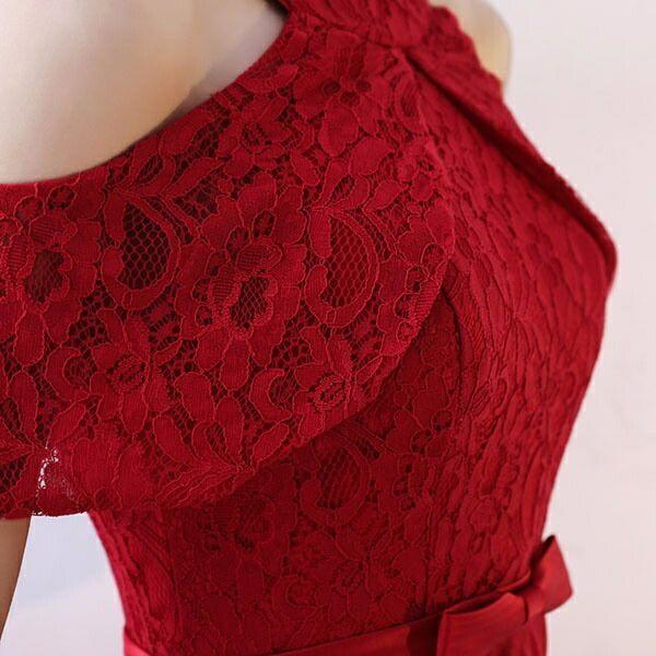 【再入荷】パーティー ドレス 大人 ピアノ 発表会 オフショルダー 肩だし フィッシュテール 肩見せ フォーマル レース 小さいサイズ 膝上丈 結婚式 大きいサイズ | ブランド登録なし | 07