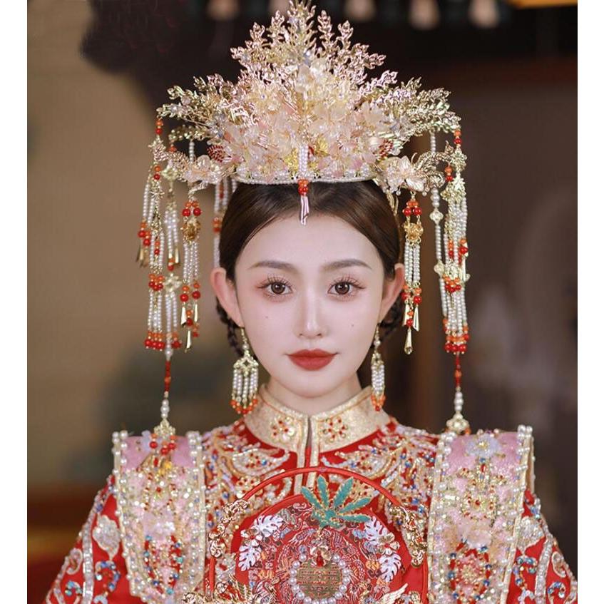 中華ウエディング 髪飾りセット ゴージャス 中国古代 漢唐 古典 王冠