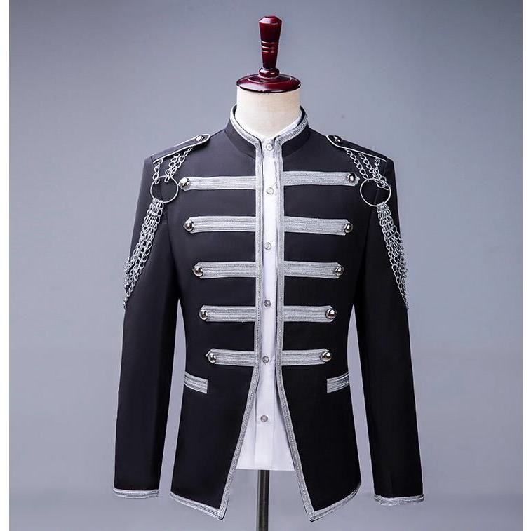 ステージ衣装 メンズ 長袖 ジャケット チェーン6本付き 西洋風 パンク
