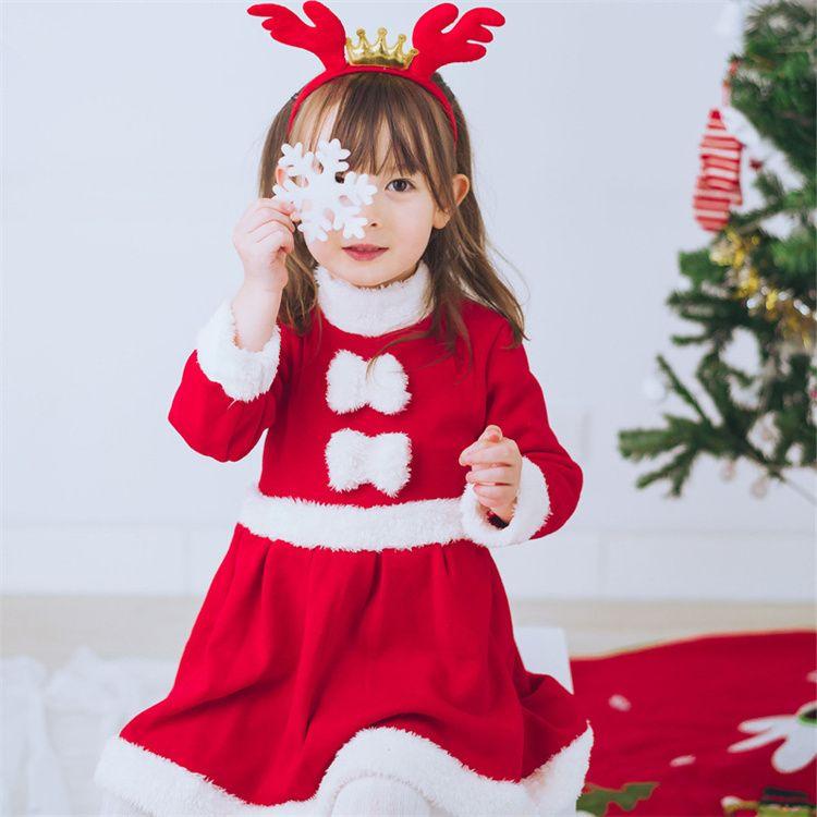 クリスマス コスプレ 子供 サンタ服 女の子 キッズ サンタコスプレ サンタクロース クリスマス衣装 3点セット ワンピース 帽子 トナカイ ワンピース プレゼント｜satojimusyo｜02