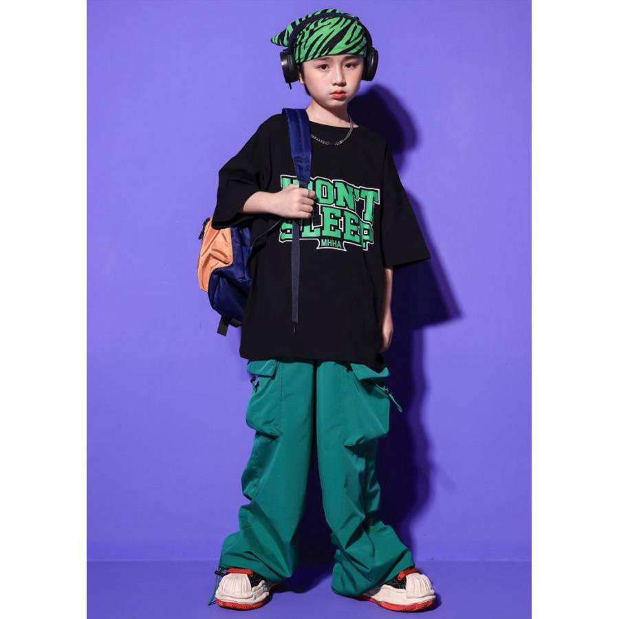 グリーンパンツ キッズダンス 衣装 セットアップ 黒 男の子 女の子