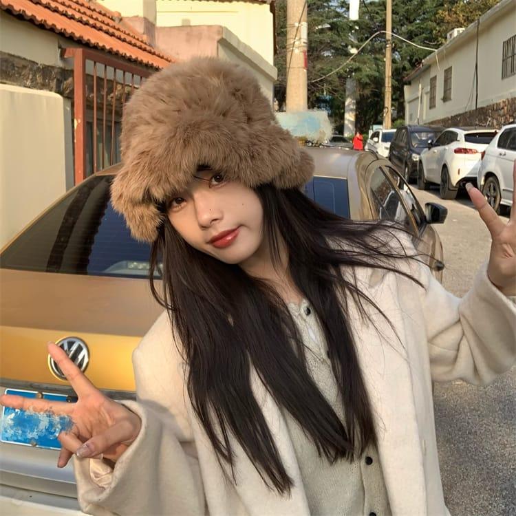 未使用　alo yoga バケットハット Winterfun 韓国　帽子 帽子 レディース バケットハット ファー帽子 韓国 6色入り 白 黒 灰