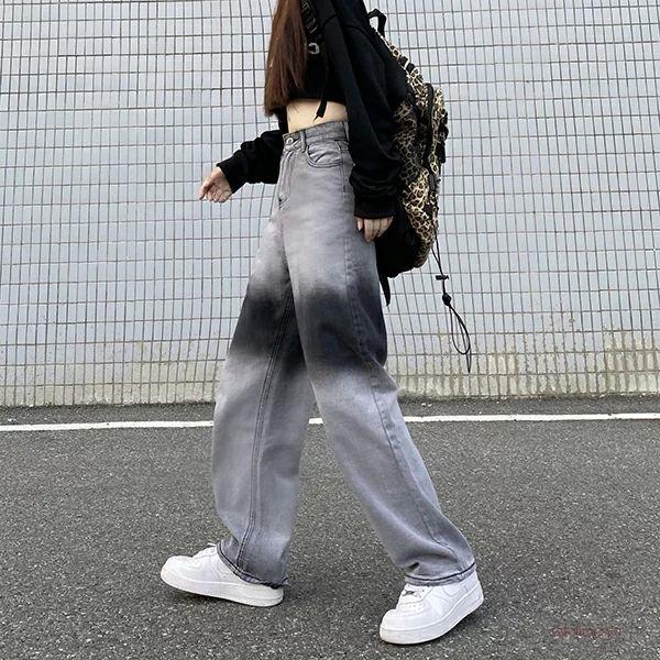 グラデーション グレー デニム ジーパン ワイドレッグ