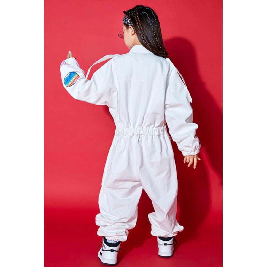 キッズ ダンス 衣装 オールインワン オーバーオール つなぎ 白 キッズ ダンス 衣装 オールインワン オーバーオール つなぎ 白