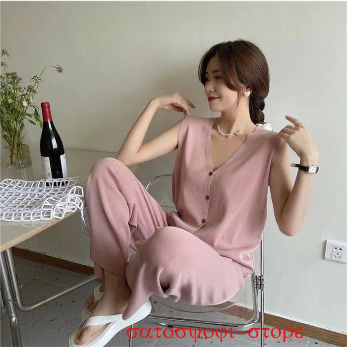 パンツ セットアップ レディース サマーニット セットアップ 2点セット パンツドレス 春 夏 夏服 上下セットアップ ワイドパンツ ガウチョパンツ tシャツ ノース | ブランド登録なし | 02