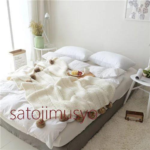 かわいい ブランケット 夏用 おしゃれ 大判 ひざ掛け 北欧 ポンポン