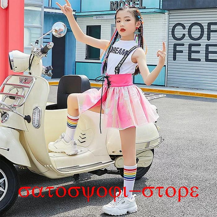 キッズ ダンス チアガール 衣装 ヒップホップ セットアップ（ジャンパースカート+トップス+パンツ） 女の子 子供服 キッズ ワンピース 衣装 ノースリーブ トップ | ブランド登録なし | 03