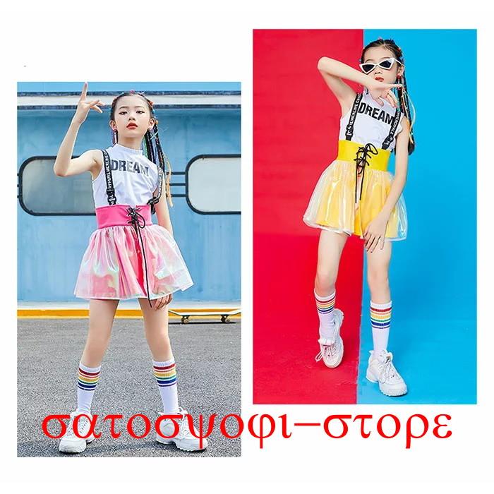 キッズ ダンス チアガール 衣装 ヒップホップ セットアップ（ジャンパースカート+トップス+パンツ） 女の子 子供服 キッズ ワンピース 衣装 ノースリーブ トップ | ブランド登録なし | 05