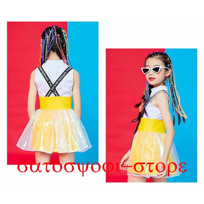 キッズ ダンス チアガール 衣装 ヒップホップ セットアップ（ジャンパースカート+トップス+パンツ） 女の子 子供服 キッズ ワンピース 衣装 ノースリーブ トップ | ブランド登録なし | 07