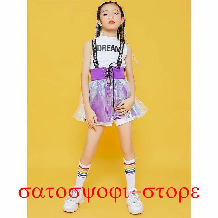 キッズ ダンス チアガール 衣装 ヒップホップ セットアップ（ジャンパースカート+トップス+パンツ） 女の子 子供服 キッズ ワンピース 衣装 ノースリーブ トップ | ブランド登録なし | 08