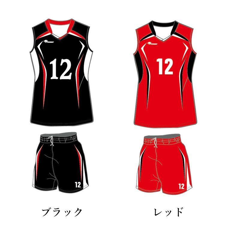 福岡国体のバレーボールウェア黒/赤 フルオーダーNo.0007 スポーツでは定番の赤×黒｜バレーボール