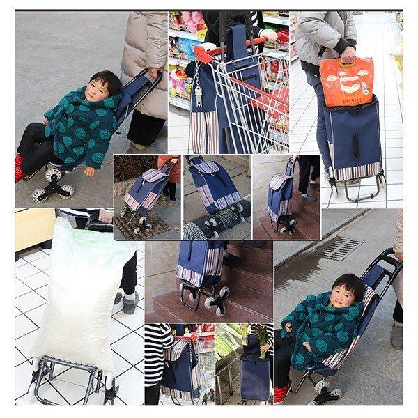 送料無料 ショッピングカート 高齢 軽量キャリーカート 業務用 ベアリングの6輪 折りたたみ 耐荷重50kg 北欧(18121201)の画像
