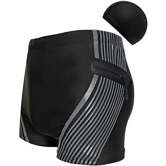 水泳パンツ メンズ ボクサー型水着 ポケット スイムキャップ 競泳パンツ 競泳水着 スイムウェア 無地 大きいサイズ(s2107241393) | ブランド登録なし
